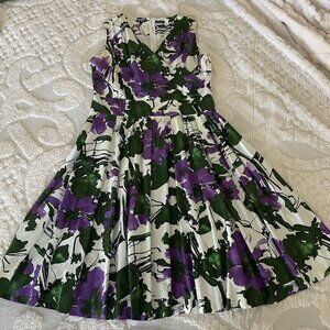 J Peterman Fit & Flare 1959 Party Dress Style Wrap Top Pleats Retro Size 16